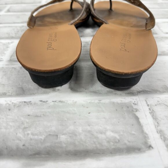 Paul Green Bronze Leather Women's 7.5 UK-10 US Flip Flop Thong Punched Sandals - Picture 6 of 12